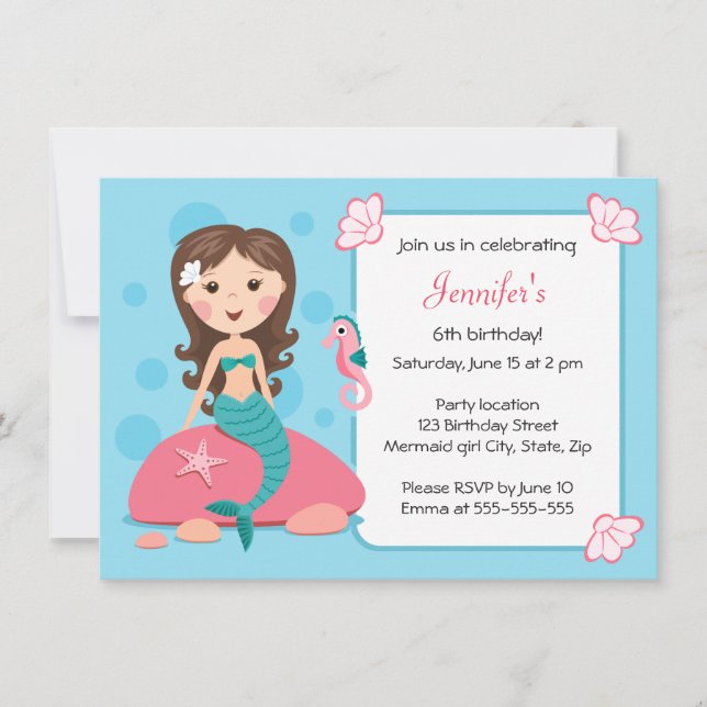 Invitation girly mignonne d'anniversaire de petite (Devant)