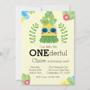 Invitation Girly Pineapple Mme Onederful First