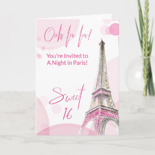 Invitation Girly Sweet 16 Rose White Paris Anniversaire
