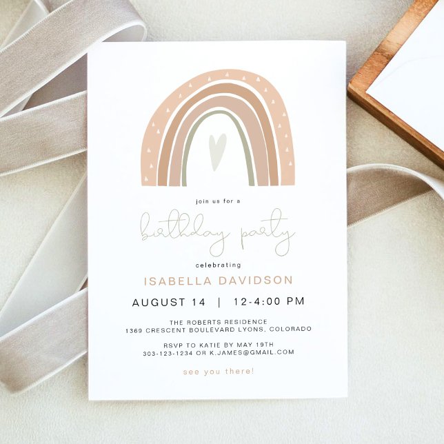 Invitation GITA Pastel Arc-en-ciel fête d'anniversaire (Créateur téléchargé)