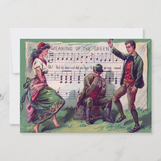 Invitation Gitane Irlandaise portant la danse de The Green Ji (Devant)