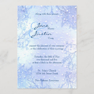 invitation givré élégant de mariage de bleu
