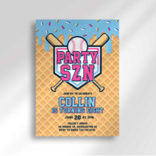Invitation Glaçage de Crème Glacée pour Anniversaire de Baseb