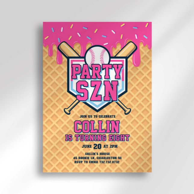 Invitation Glaçage de Crème Glacée Saison de Fête Baseball An (Créateur téléchargé)