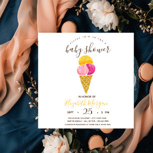 Invitation Glace à l'eau colorée Baby Shower rayé
