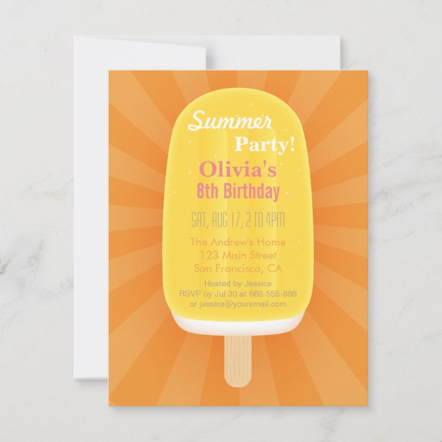 Invitation Glace à l'eau Cool pour une fête d'été (Devant)