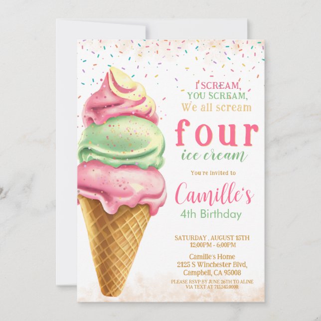 Invitation Glace any age Anniversaire (Devant)