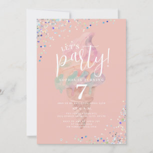 Invitation Glace arc-en-ciel Fête d'anniversaire
