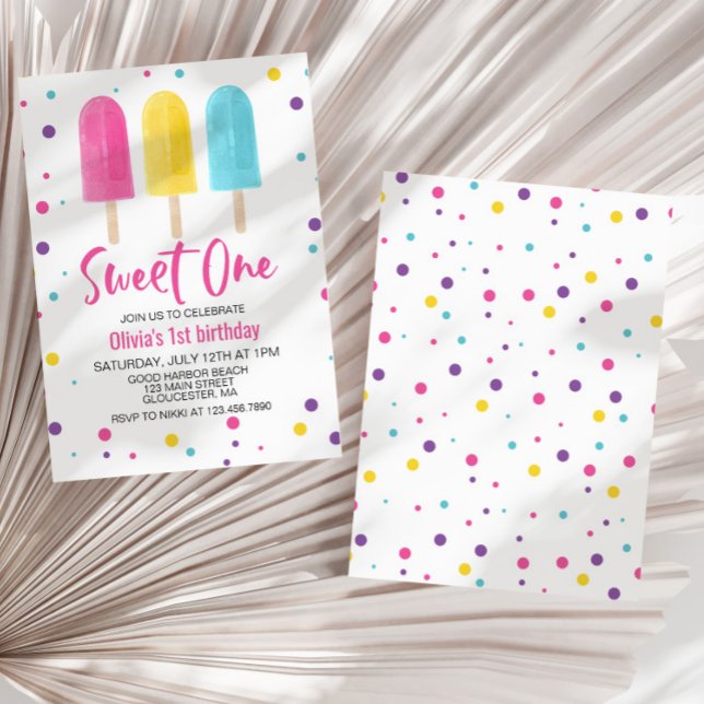 Invitation Glace Arc-en-ciel Sucette Douce Première Année 1er (Créateur téléchargé)