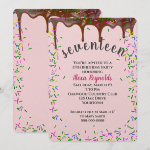 Invitation Glace au chocolat avec arrosage pour 17e anniversa