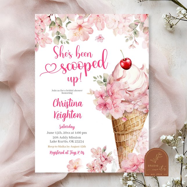 Invitation Glace aux fleurs de cerisier pour la douche de la  (Créateur téléchargé)