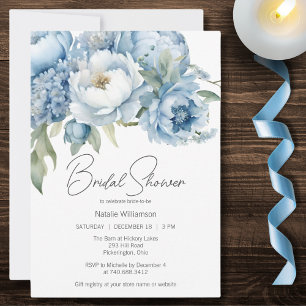 Invitation Glace Bleu Floral Fête de Mariage