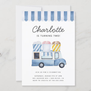 Invitation Glace Cream Truck Anniversaire de enfant Party Mod