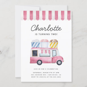 Invitation Glace Cream Truck Anniversaire de enfant Party Mod
