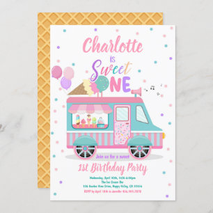 Invitation Glace Cream Truck Sweet Un 1er anniversaire fête