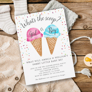 Invitation Glace Cream What's The Scoop Gender Reveal Party