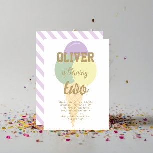 Invitation Glace Crème Or Foil Calligraphie Anniversaire