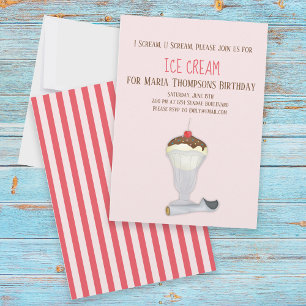Invitation Glace de birthday minimaliste moderne aquarelle