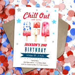 Invitation Glace d'été Chill Out Kids 2e anniversaire<br><div class="desc">Thème d'anniversaire d'été pour enfants. Facile à personnaliser. Également disponible en téléchargement numérique ! Fêtes de printemps,  d'été,  Popsicle,  détente,  friandises rafraîchissantes,  fête d'anniversaire du 4 juillet.</div>