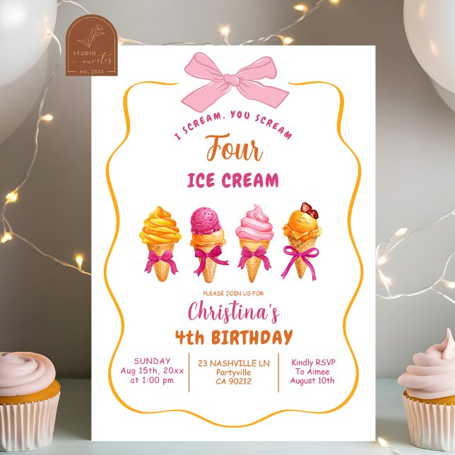 Invitation Glace d'été Hurle 4 Glace 4e Anniversaire (Créateur téléchargé)