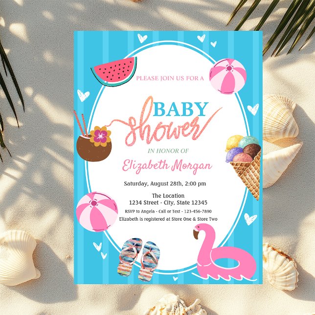 Invitation Glace d'été Pastèque Jouets de piscine Baby Shower (Créateur téléchargé)