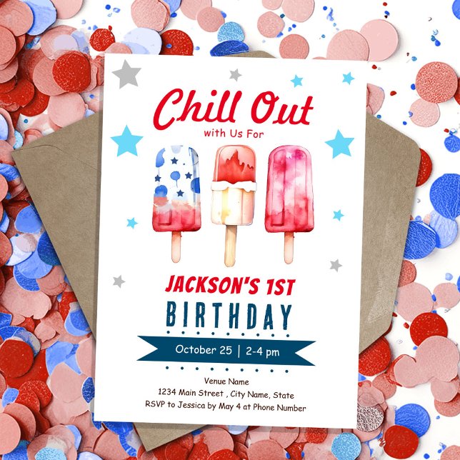 Invitation Glace d'été pour enfants détendus Gâteau d'anniver (Créateur téléchargé)