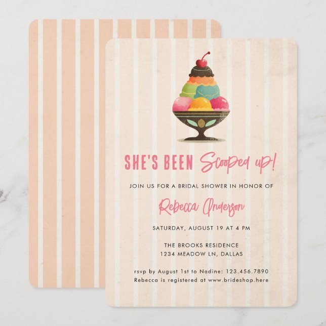 Invitation Glace Elle a été prise Mariage Rose (Devant / Derrière)