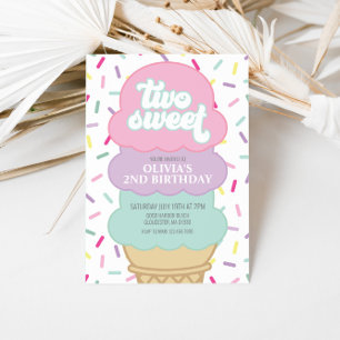 Invitation Glace et Paillettes Deux Douceurs 2e Anniversaire