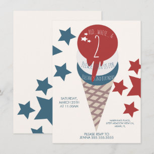 Invitation Glace étoilée d'anniversaire du 4 juillet pour un