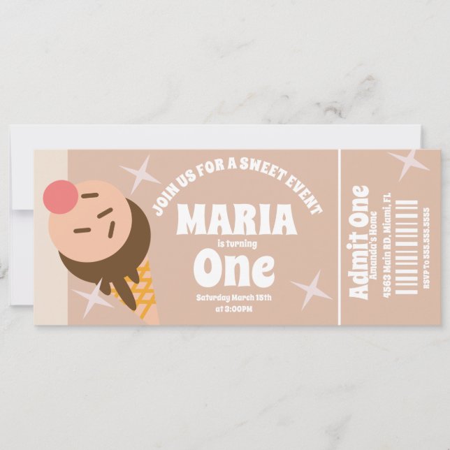 Invitation Glace Groovy Billet de fête d'anniversaire    (Devant)