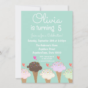 Invitation Glace mignonne Anniversaire