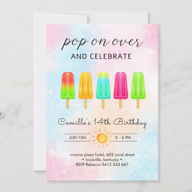 Invitation glace Popsicle Anniversaire (Devant)