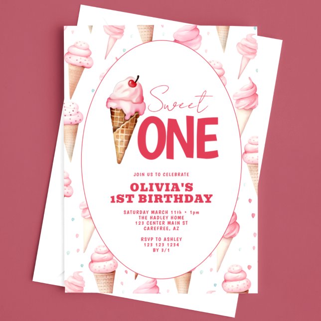 Invitation Glace Sweet One 1er Anniversaire (Créateur téléchargé)