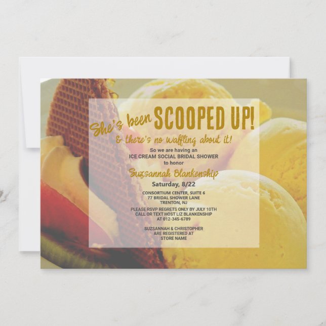 Invitation Glace Waffle Mariage Shower Elle A été Prise (Devant)
