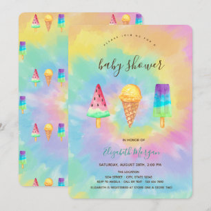 Invitation Glaces Cool Été Tie Dye Baby Shower