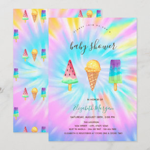 Invitation Glaces Été Tie-Dye Baby Shower