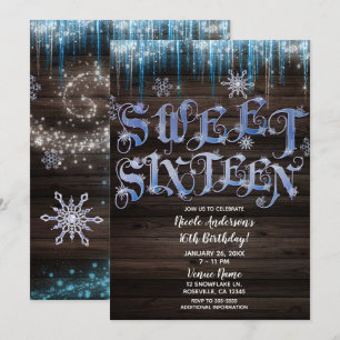 Invitation Glaçons Gelés Merveilleux Paysage d'Hiver 16 ans S