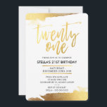 Invitation GLAM 21E FÊTE D'ANNIVERSAIRE or doré moderne<br><div class="desc">REMARQUE - L'EFFET GOLD FOIL EST UNE IMAGE IMPRIMÉE. Un design d'invitation super design pour votre 21ème. Wow vos amis et votre famille avec ce petit nombre ; D CONSEIL :: 1. Pour modifier/déplacer des graphiques, cliquez sur le bouton "customiser". 2. Vous pouvez également modifier les polices et ajouter du...</div>
