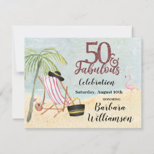 Invitation Glam 50 & Fabulous Beach Scene Party