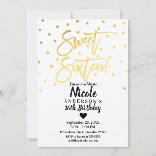 Invitation Glam à huile d'or Script moderne Sweet 16 Seteen