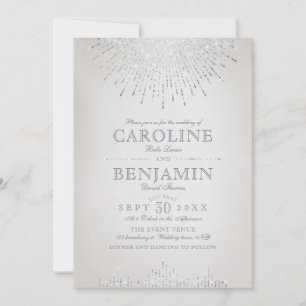 Invitation Glam argent parties scintillant art déco mariage v