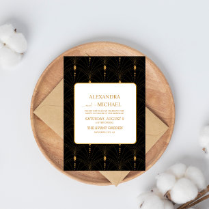 Invitation Glam Art Déco Black Gatsby 1920 Style Mariage