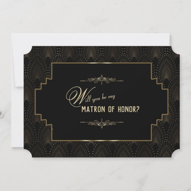 Invitation Glam Art Déco Great Gatsby Be Matron of Honor (Devant)