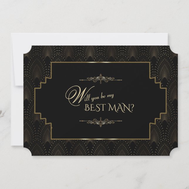 Invitation Glam Art Deco Great Gatsby Soyez mon meilleur homm (Devant)