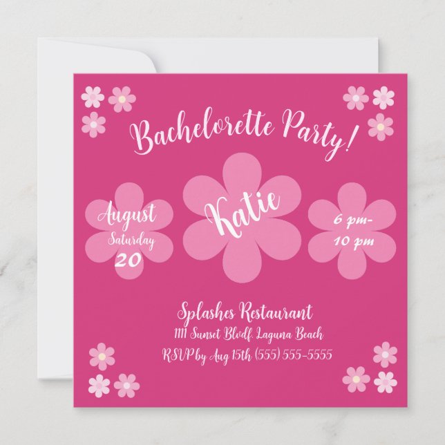 Invitation Glam-Barchelorette-Fleur Rose- (Devant)