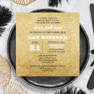 Invitation Glam Bat mitzvah de Parties scintillant diamant et