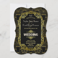Glam Black & Gold Great Gatsby Art Déco Mariage