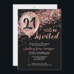 Invitation Glam Black Rose Gold Parties scintillant Balloon 2<br><div class="desc">Design Elégant Glam Black Rose Rose Parties scintillant or Sparkle Balloon 21e anniversaire Invitation</div>