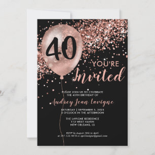 Invitation Glam Black Rose Gold Parties scintillant Balloon 4