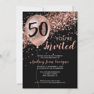 Invitation Glam Black Rose Gold Parties scintillant Balloon 5
